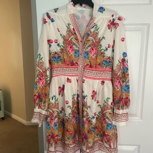 Source Unknown Red Pink Long Sleeve Sundress